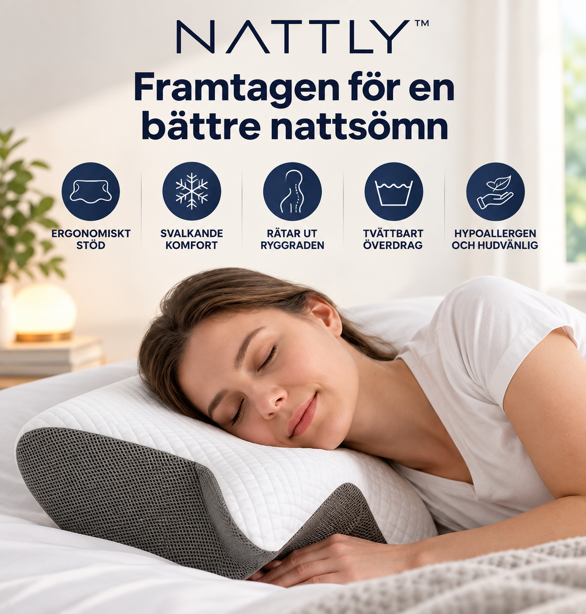 NATTLY™ Ergonomisk kudde för bättre sömn