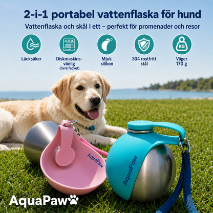AquaPaw™ 2-i-1 Vattenflaska för Hundar