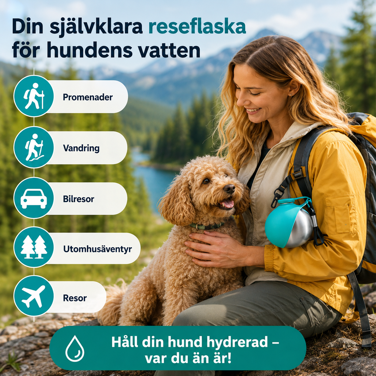 AquaPaw™ 2-i-1 Vattenflaska för Hundar