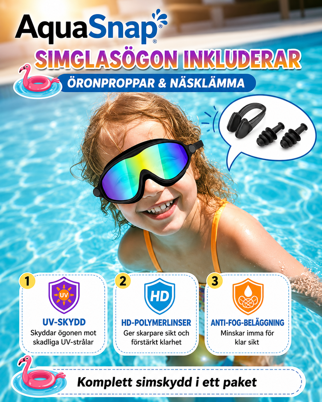 AquaSnap™ Simglasögon - För Barn och Vuxna