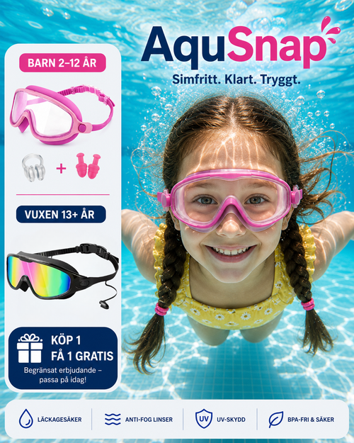 AquaSnap™ Simglasögon - För Barn och Vuxna